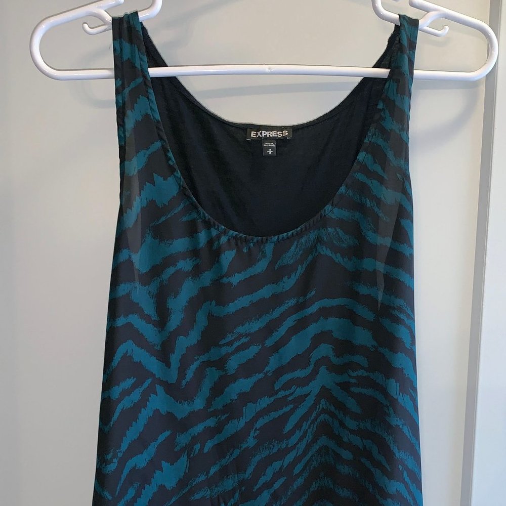 Express Teal/Black Zebra Hi/Low Tank, Medium